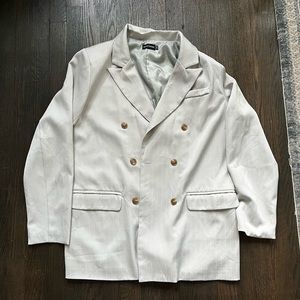 PLT Mint Oversized Pinstripe Woven Blazer